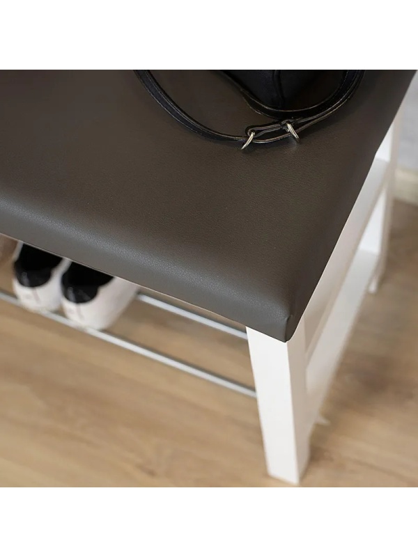 Обувница MS_Банкетка BeautyStyle 4, белый/экокожа серый