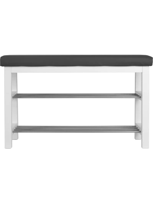 Обувница MS_Банкетка BeautyStyle 4, белый/экокожа серый