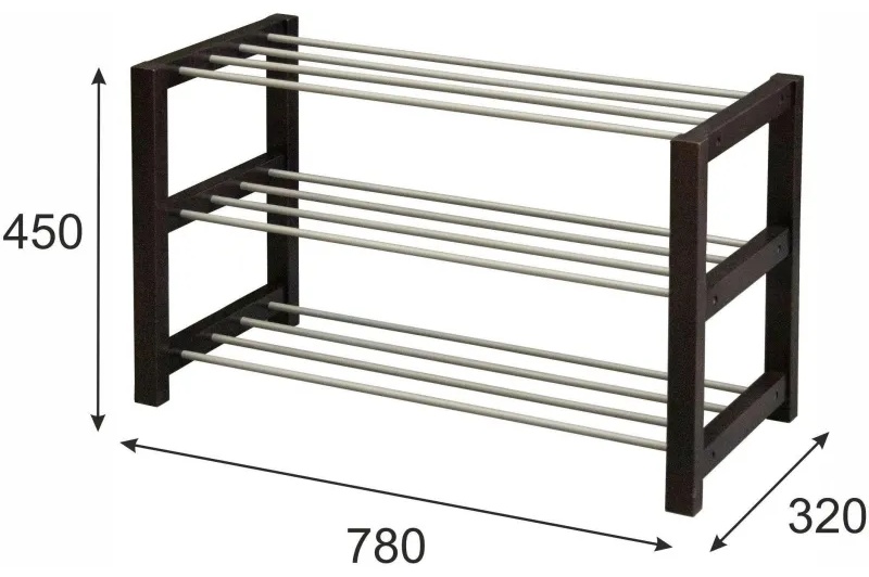 Обувница MS_Тумба для обуви Дольче, т.- коричневый/металлик