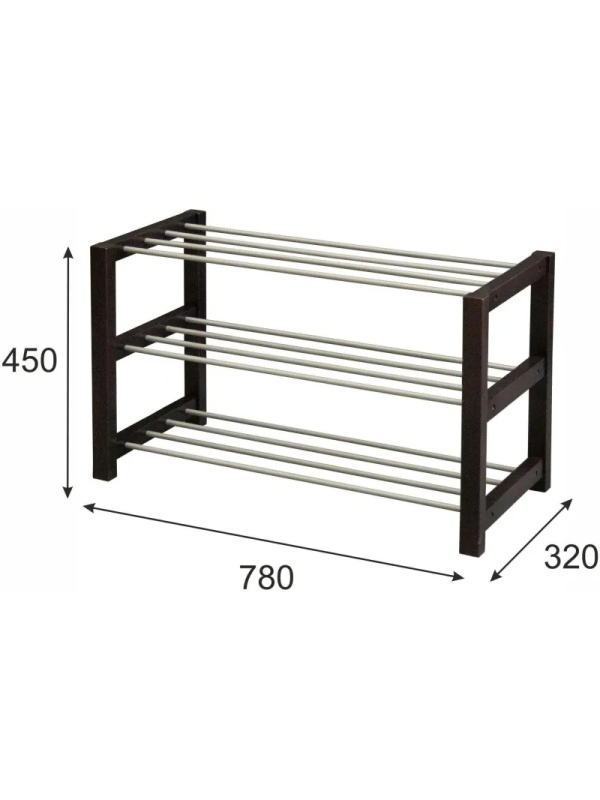 Обувница MS_Тумба для обуви Дольче, т.- коричневый/металлик