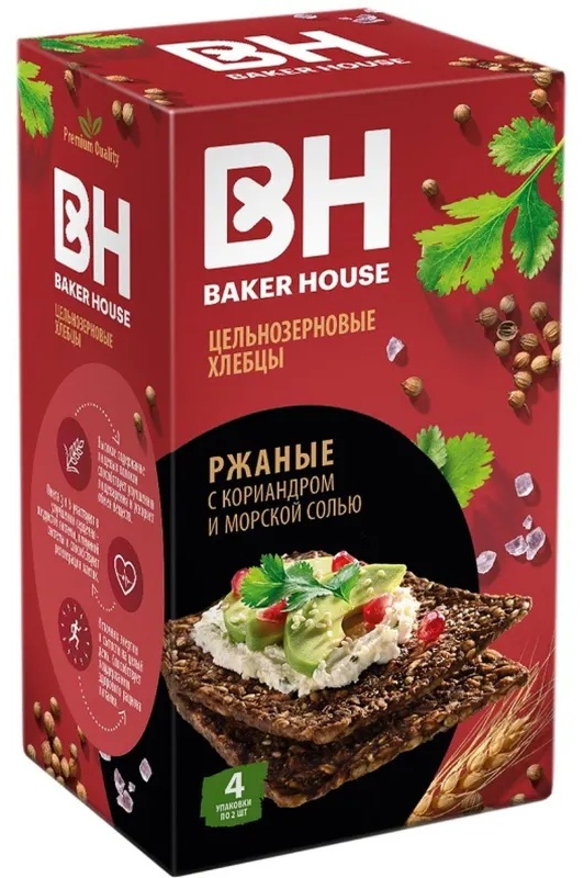 Хлебцы Скандинавские Baker House цельнозерновые ржаные, 180гр