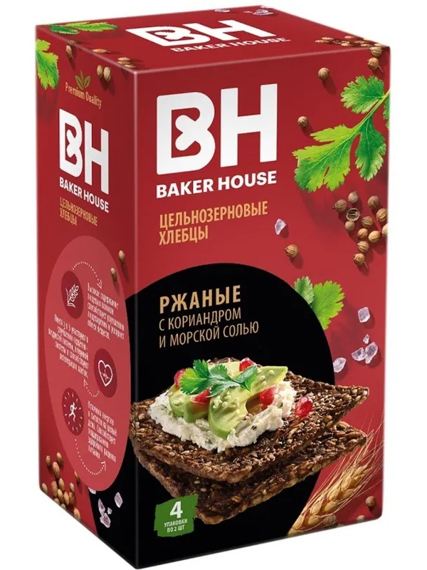 Хлебцы Скандинавские Baker House цельнозерновые ржаные, 180гр