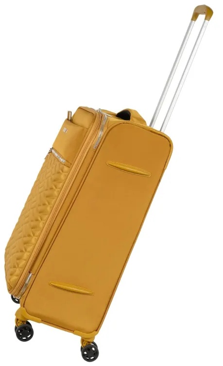 Чемодан Р2007 (3-ой) Yellow желтый (24) тканевый облегченный средний