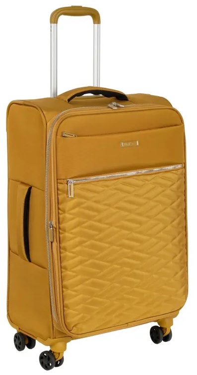 Чемодан Р2007 (3-ой) Yellow желтый (24) тканевый облегченный средний
