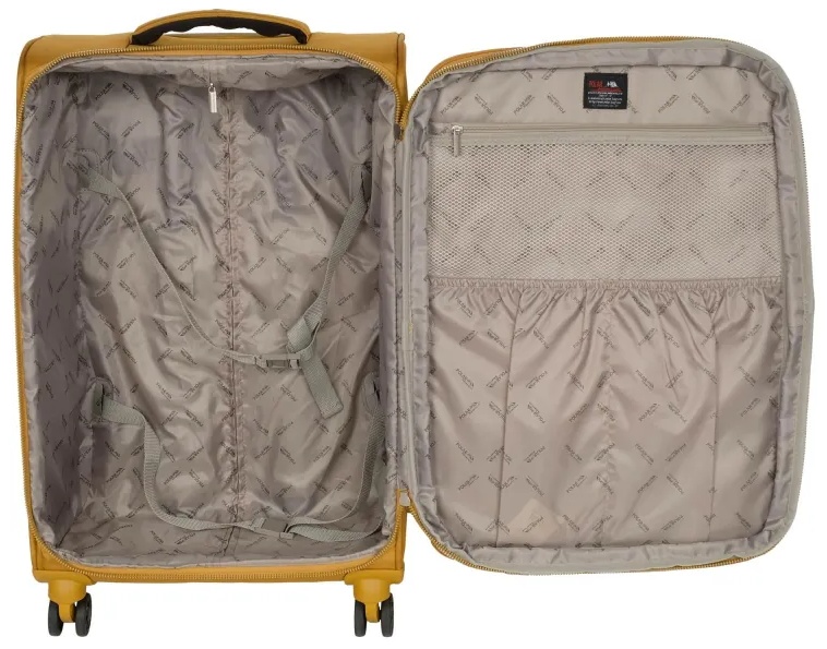 Чемодан Р2007 (3-ой) Yellow желтый (24) тканевый облегченный средний