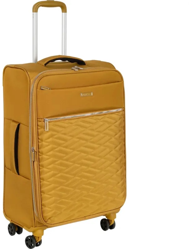 Чемодан Р2007 (3-ой) Yellow желтый (24) тканевый облегченный средний