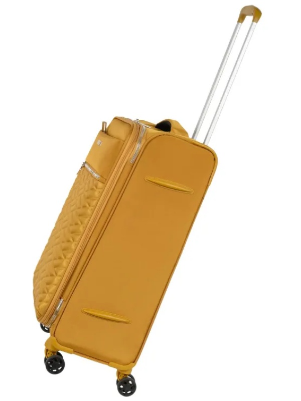 Чемодан Р2007 (3-ой) Yellow желтый (24) тканевый облегченный средний