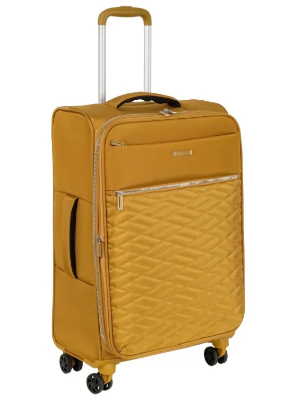 Чемодан Р2007 (3-ой) Yellow желтый (24) тканевый облегченный средний