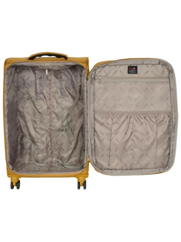 Чемодан Р2007 (3-ой) Yellow желтый (24) тканевый облегченный средний