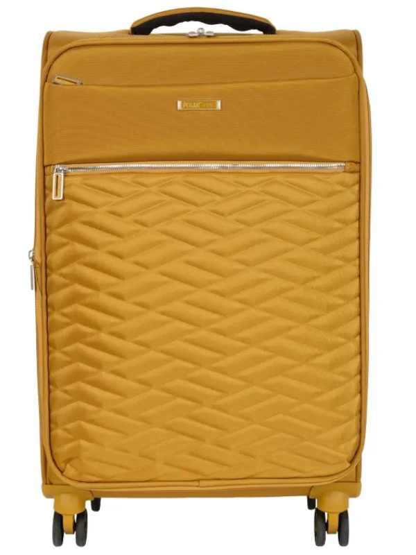 Чемодан Р2007 (3-ой) Yellow желтый (24) тканевый облегченный средний