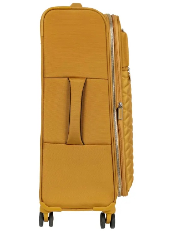 Чемодан Р2007 (3-ой) Yellow желтый (24) тканевый облегченный средний