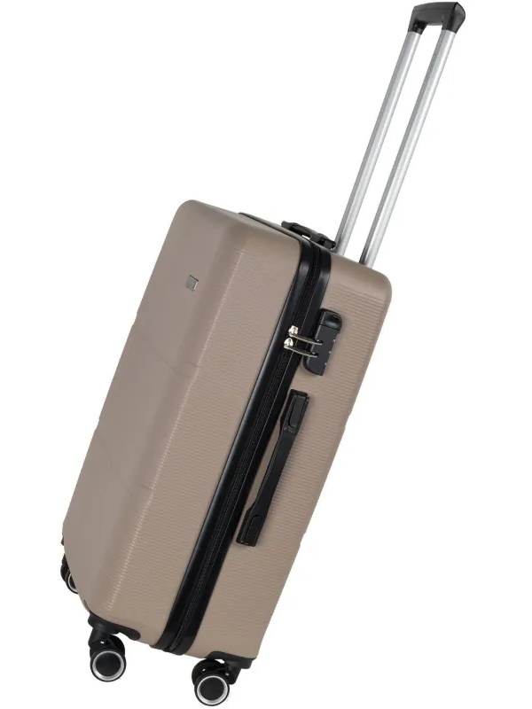 Чемодан Р612 (3-ой) бежевый Camel  (24) пластик ABS средний