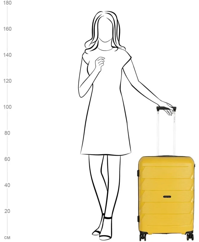 Чемодан РР819 (2-ой) Yellow желтый (24) пластик PP (полипропилен)  средний