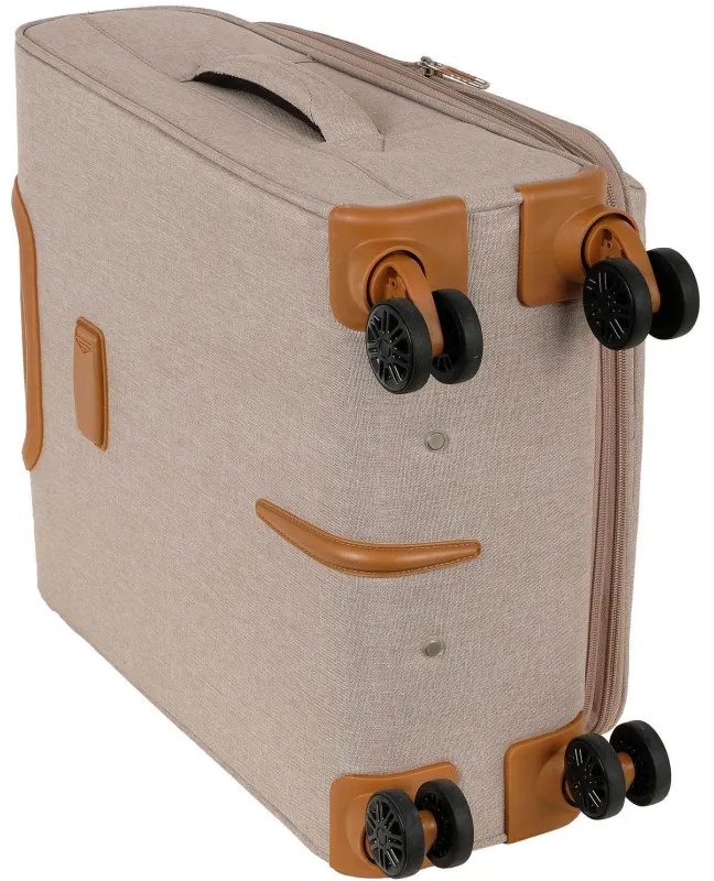 Чемодан Р1913 (2-ой) Beige бежевый (19) малый тканевый облегченный