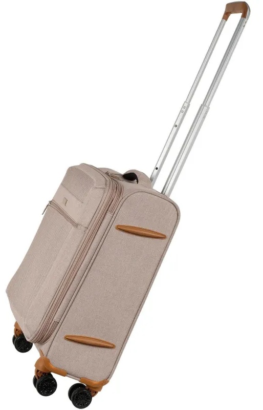 Чемодан Р1913 (2-ой) Beige бежевый (19) малый тканевый облегченный