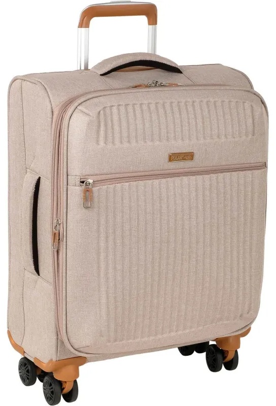 Чемодан Р1913 (2-ой) Beige бежевый (19) малый тканевый облегченный