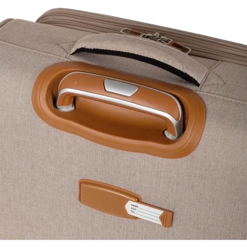 Чемодан Р1913 (2-ой) Beige бежевый (19) малый тканевый облегченный