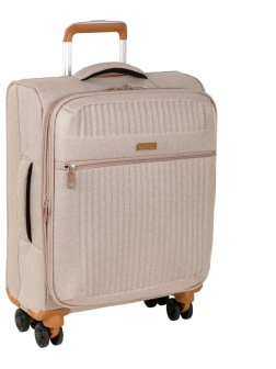 Чемодан Р1913 (2-ой) Beige бежевый (19) малый тканевый облегченный