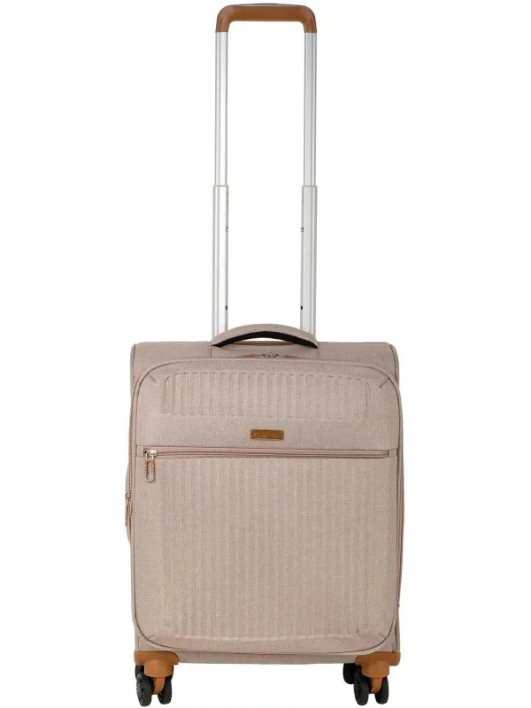 Чемодан Р1913 (2-ой) Beige бежевый (19) малый тканевый облегченный
