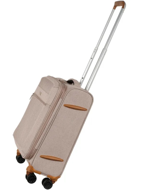 Чемодан Р1913 (2-ой) Beige бежевый (19) малый тканевый облегченный