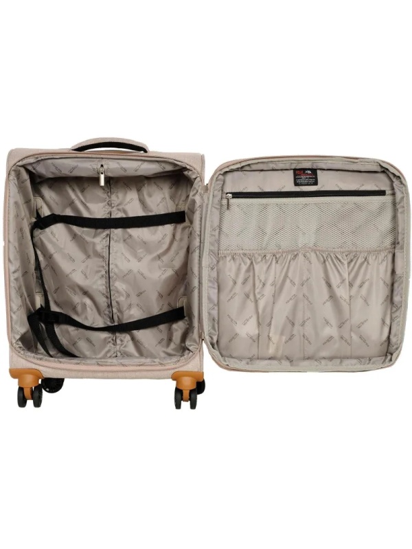 Чемодан Р1913 (2-ой) Beige бежевый (19) малый тканевый облегченный