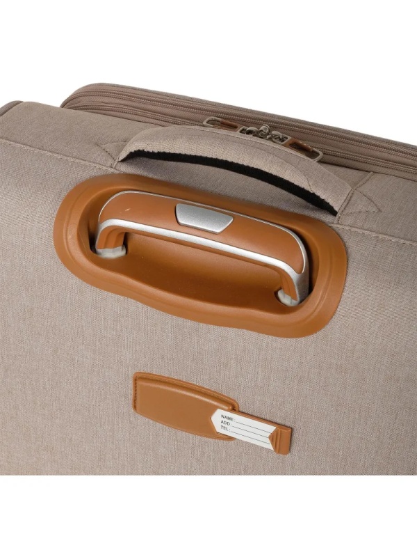 Чемодан Р1913 (2-ой) Beige бежевый (19) малый тканевый облегченный