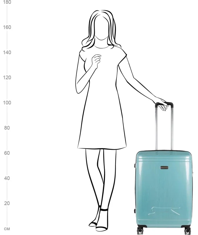 Чемодан Р1936 (3-ой) Blue голубой (24) пластик ABS средний