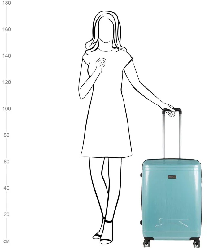 Чемодан Р1936 (3-ой) Blue голубой (24) пластик ABS средний