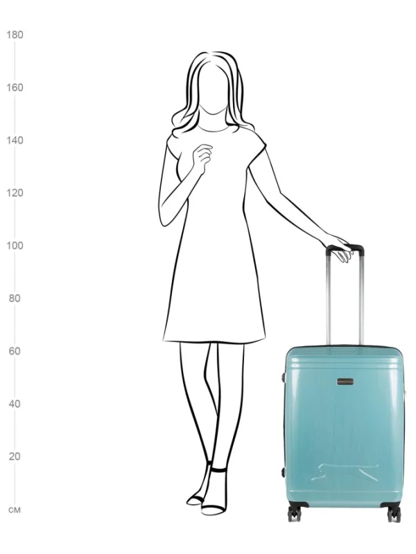 Чемодан Р1936 (3-ой) Blue голубой (24) пластик ABS средний