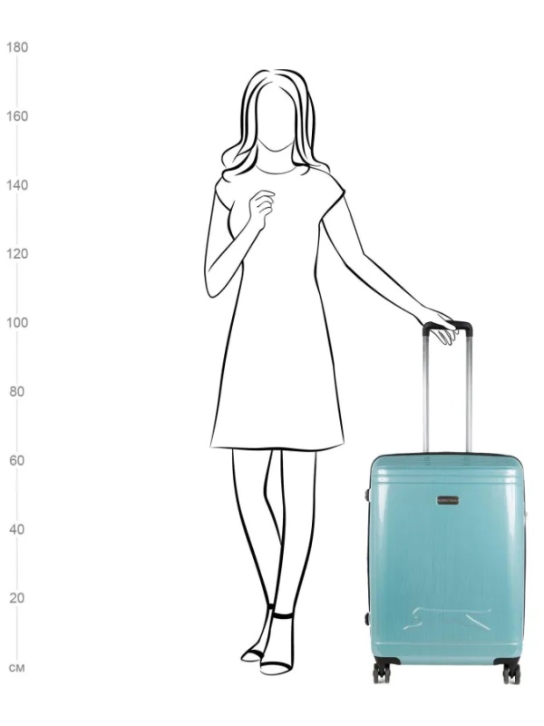 Чемодан Р1936 (3-ой) Blue голубой (24) пластик ABS средний