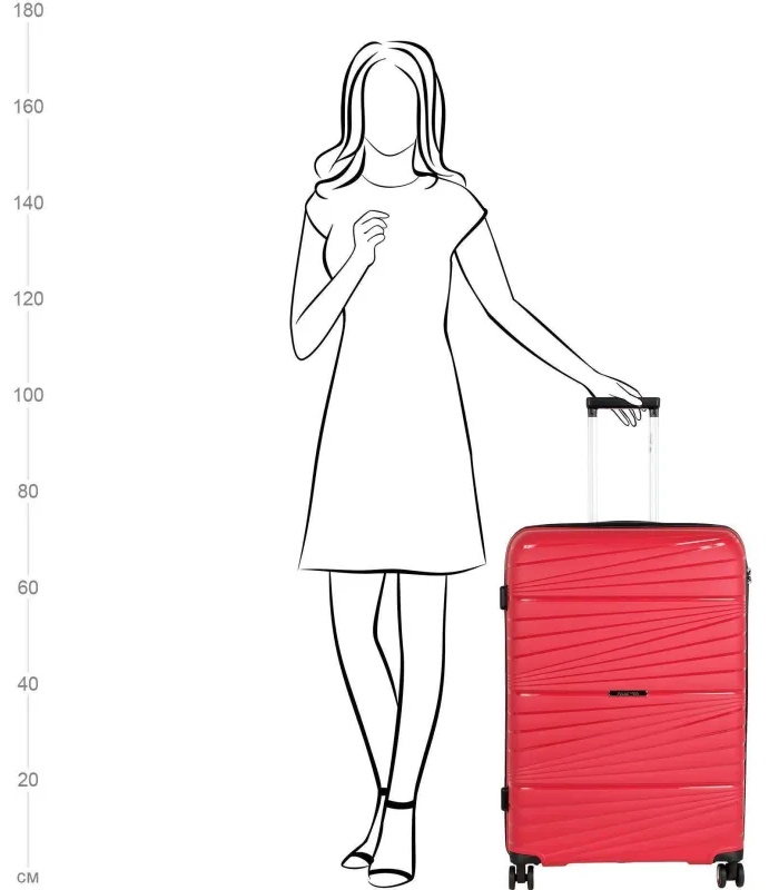 Чемодан РР820 (3-ой) Red красный (28) пластик PP (полипропилен)  большой