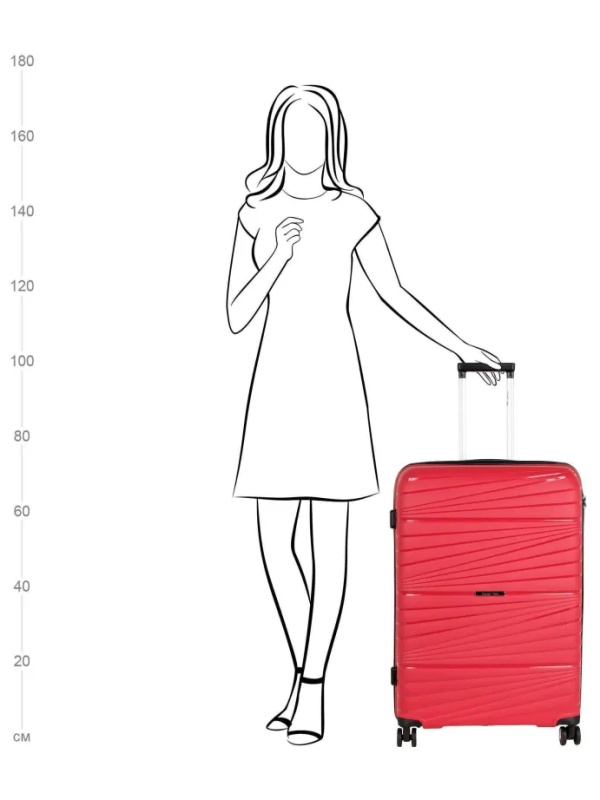 Чемодан РР820 (3-ой) Red красный (28) пластик PP (полипропилен)  большой