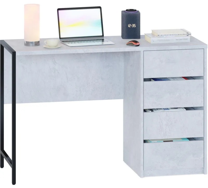 Стол письменный Сокол_на метал. опоре со встроенной тумбой СПМ-405 бетон