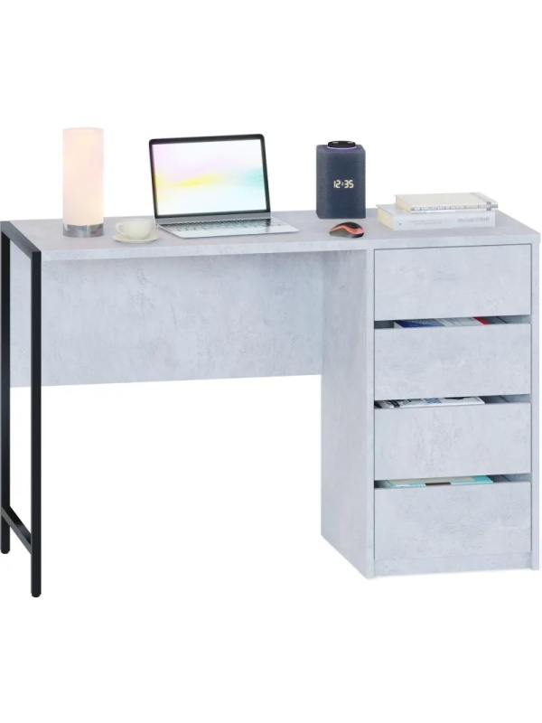 Стол письменный Сокол_на метал. опоре со встроенной тумбой СПМ-405 бетон