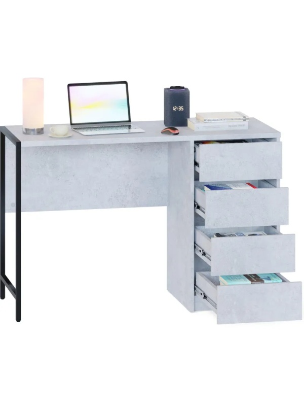 Стол письменный Сокол_на метал. опоре со встроенной тумбой СПМ-405 бетон