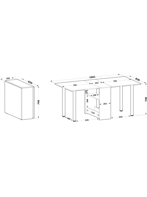 Стол раскладной Сокол_на металлических опорах СП-04м.1 белый