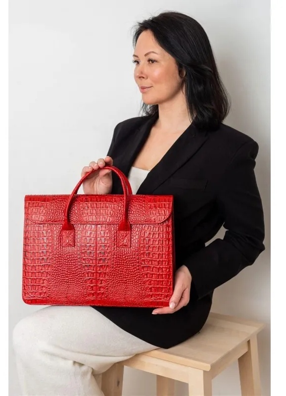 Сумка-папка д/документ 380x280x80,Franchesco Mariscotti,8-095к кроко томат