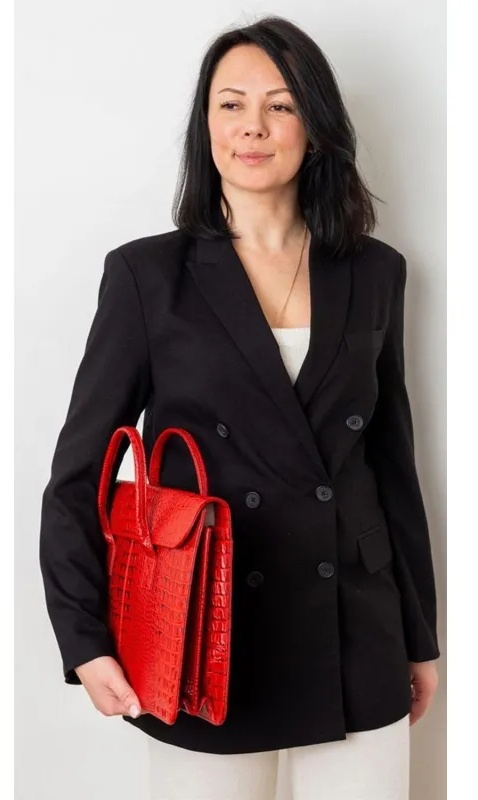 Сумка-папка д/документ 380x280x80,Franchesco Mariscotti,8-095к кроко томат