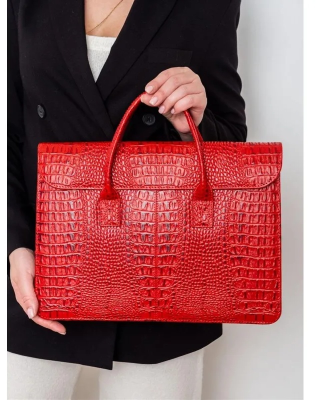 Сумка-папка д/документ 380x280x80,Franchesco Mariscotti,8-095к кроко томат