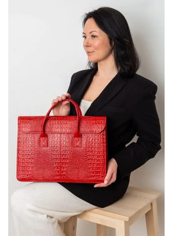 Сумка-папка д/документ 380x280x80,Franchesco Mariscotti,8-095к кроко томат