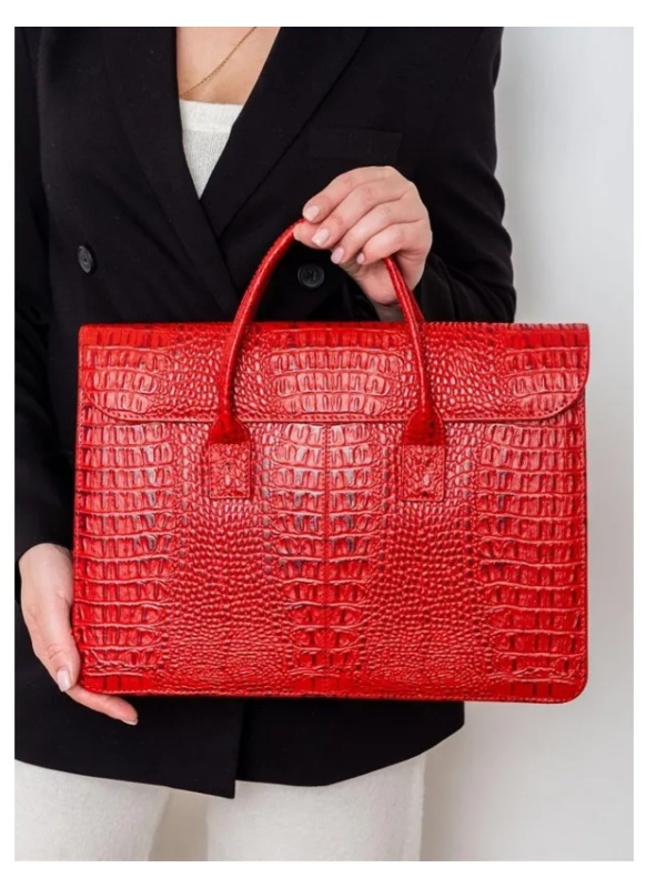 Сумка-папка д/документ 380x280x80,Franchesco Mariscotti,8-095к кроко томат