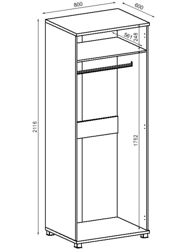 Шкаф Avance для одежды 6Ш.011 800х600х2116 венге