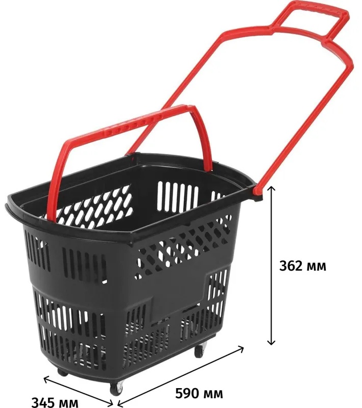 Корзина-тележка REK_Комус Мебель B35C.ECO.BL.RD 35л черн. с крас.руч