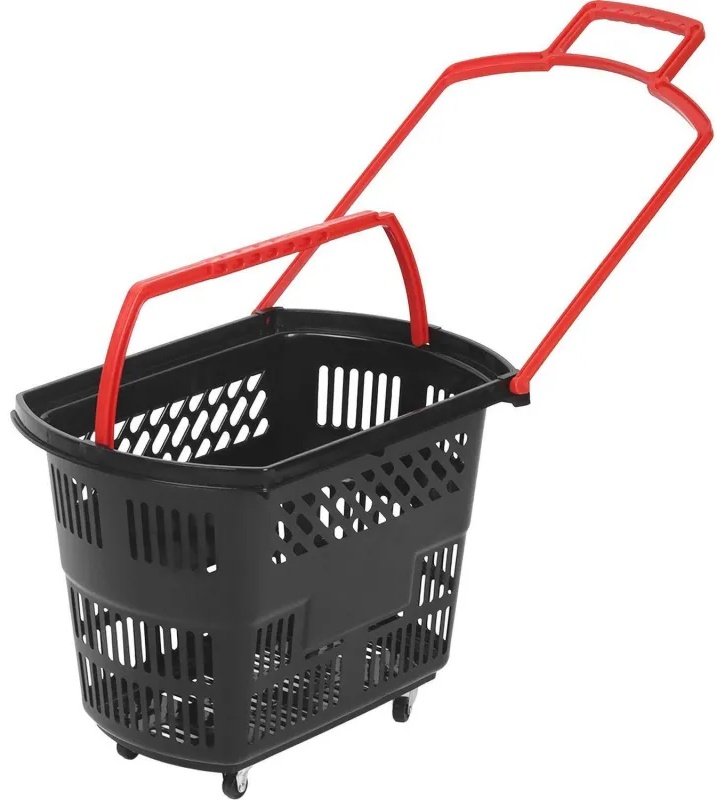 Корзина-тележка REK_Комус Мебель B35C.ECO.BL.RD 35л черн. с крас.руч