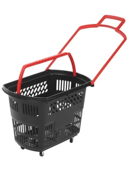 Корзина-тележка REK_Комус Мебель B35C.ECO.BL.RD 35л черн. с крас.руч