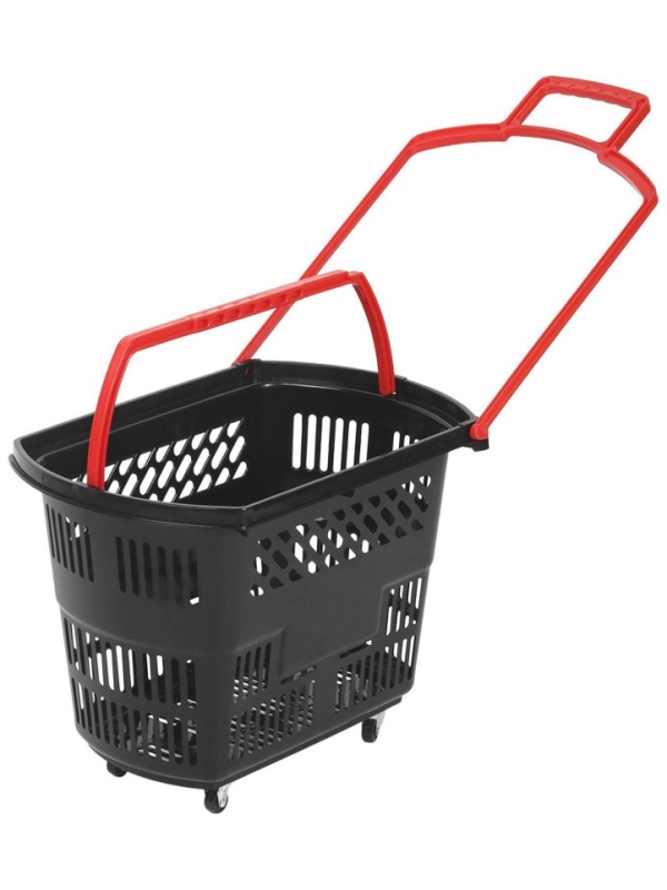 Корзина-тележка REK_Комус Мебель B35C.ECO.BL.RD 35л черн. с крас.руч