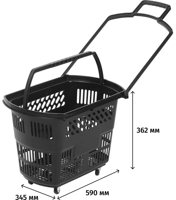 Корзина-тележка REK_Комус Мебель B35C.ECO.BL.BL 35л черная с чер.руч