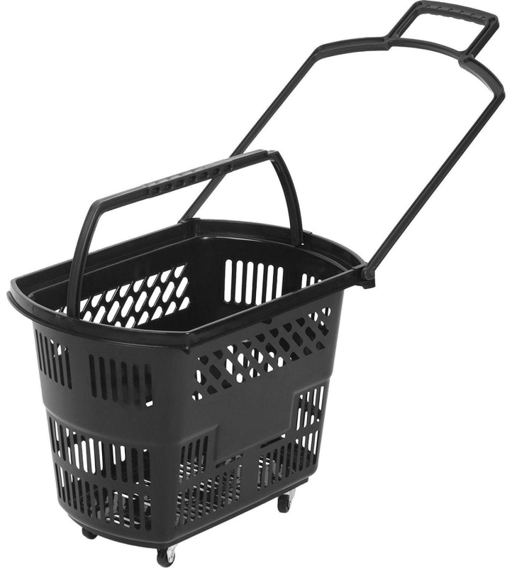 Корзина-тележка REK_Комус Мебель B35C.ECO.BL.BL 35л черная с чер.руч