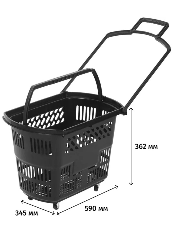 Корзина-тележка REK_Комус Мебель B35C.ECO.BL.BL 35л черная с чер.руч