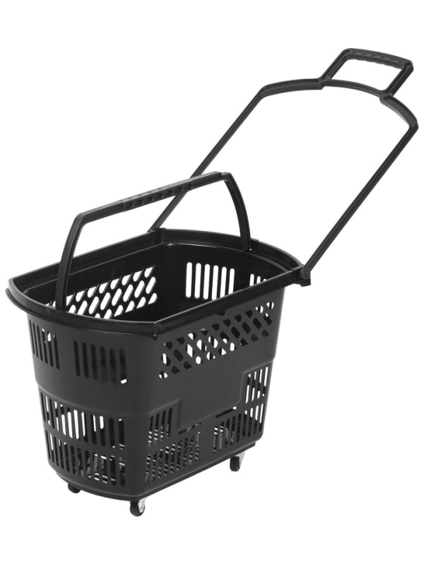 Корзина-тележка REK_Комус Мебель B35C.ECO.BL.BL 35л черная с чер.руч